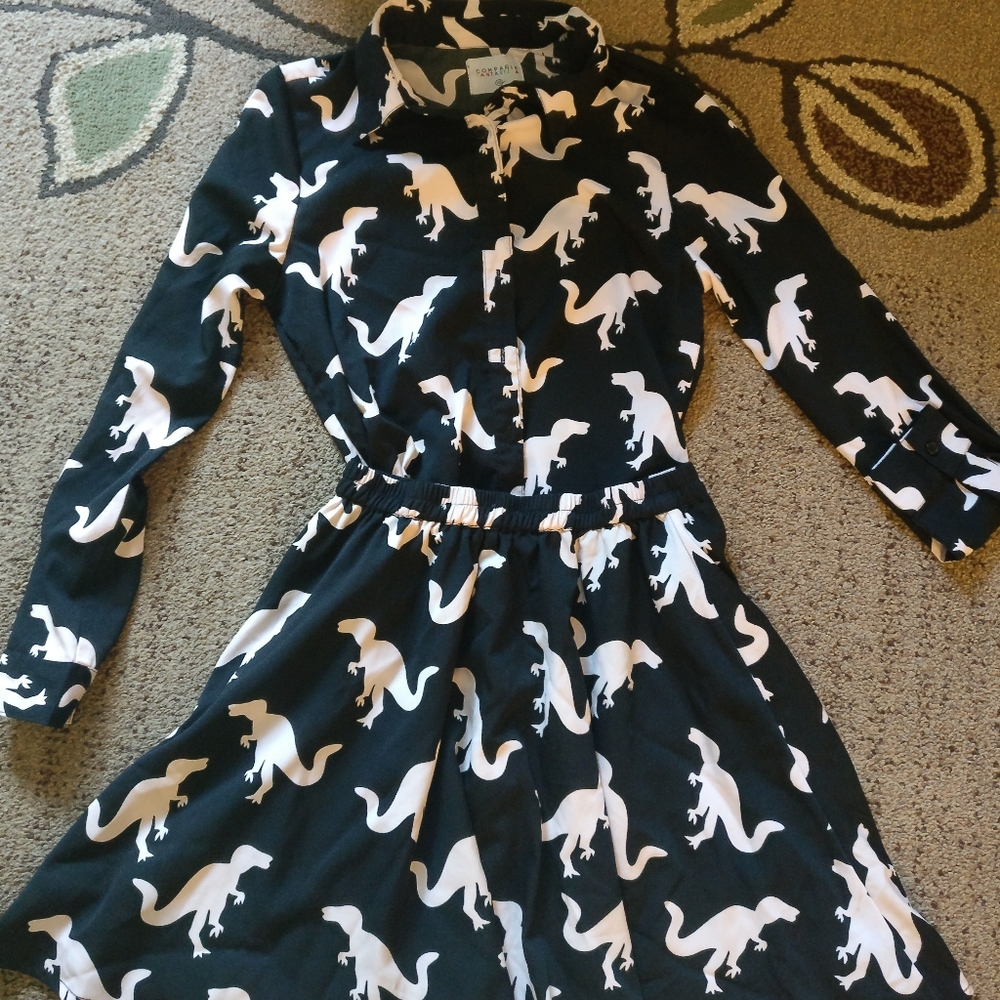 Top and skirt dinosaur print set